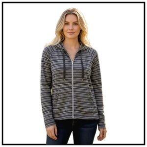 JOIA NYC Women’s Full-Front Zip Hoodie. Black, Gray. Size Large